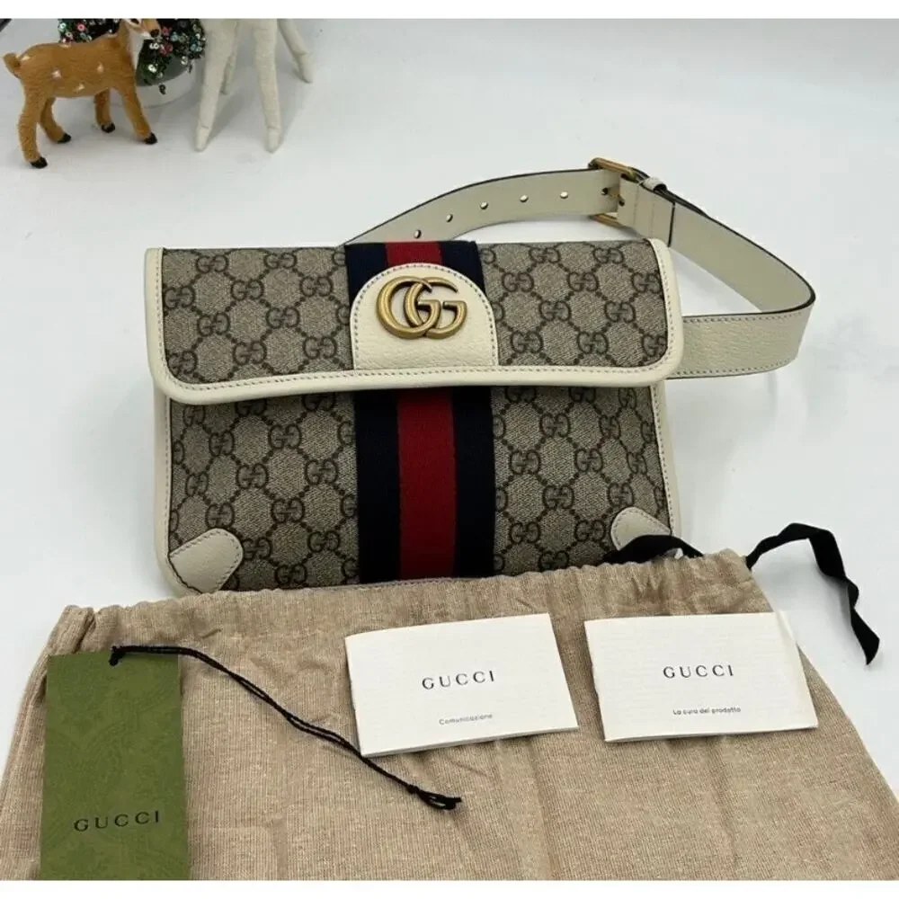 Women's Gucci brown/white GG canvas web
Ophedia Belt bag 80cm/32" adjustable - Picture 4 of 15